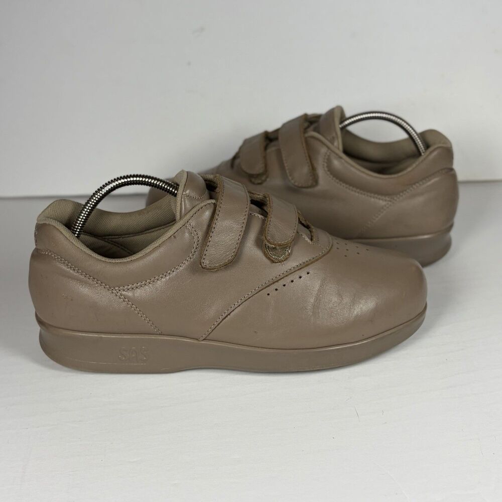 SAS Me Too EZ-Strap Shoes Womens Size 7.5W Brown Leather Tripad Comfort Made USA